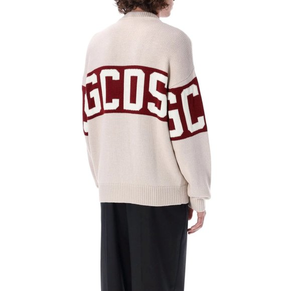 GCDS WOOL LOGO BAND SWEATER BEIGE - XL - Picture 4 of 5